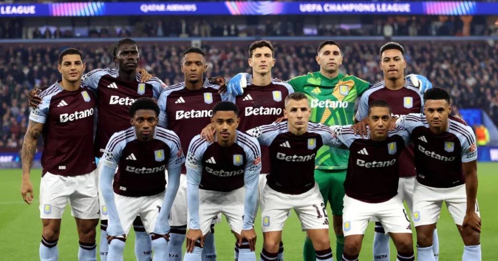 Aston Villa Players at the start of the game