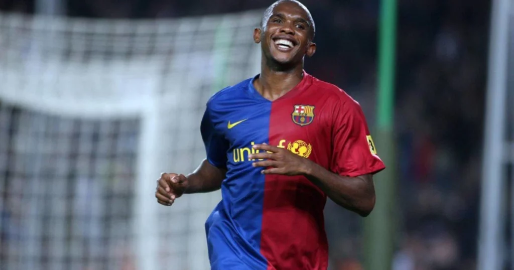Samuel Eto'o playing for FC Barcelona