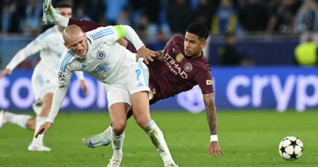 Slovan Bratislava  players against Manchester City