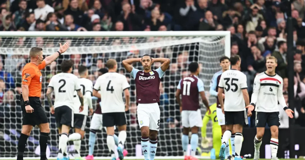 Youri Tielemans during Aston Villa's game against Manchester United 