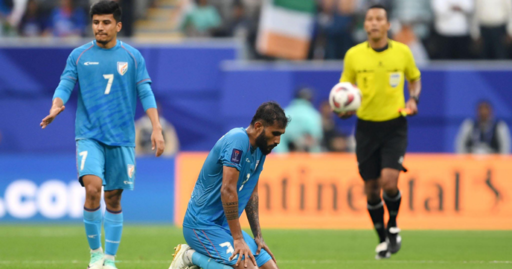 India player disappointed after conceding a goal