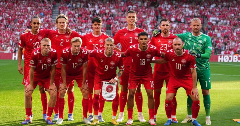 Switzerland players in a group photo during a game against Serbia