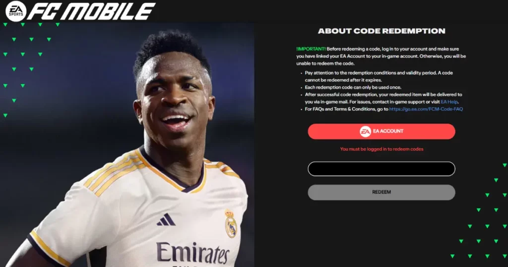 Image of How to Redeem EA FC Mobile Code Screen (Picture Credit: EA.COM)