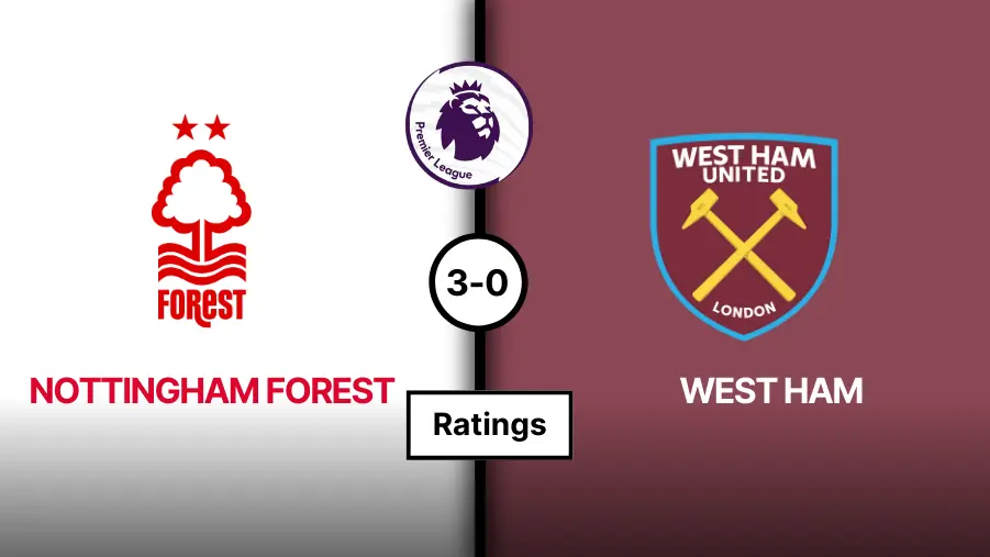 Nottingham Forest vs West Ham United Player Ratings