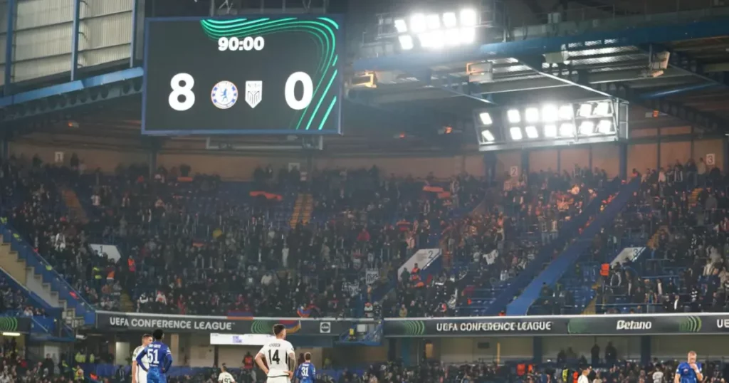 Scoreboard at Stamford Bridge