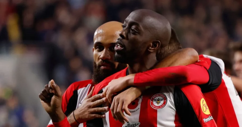 Brentford players celebrating their goal against Bournemouth