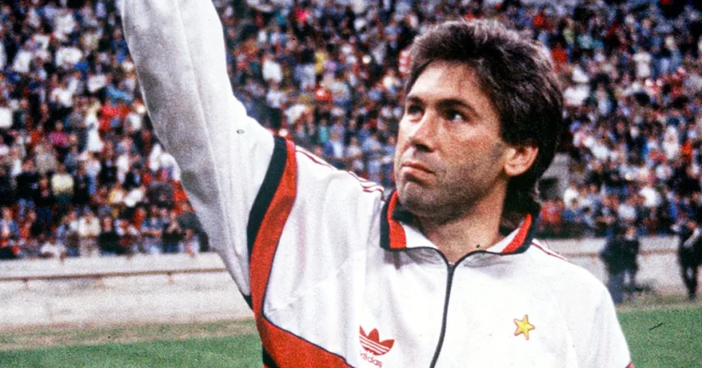 Carlo Ancelotti with AC Milan as a player (Image Credit: Official X Account of AC Milan)