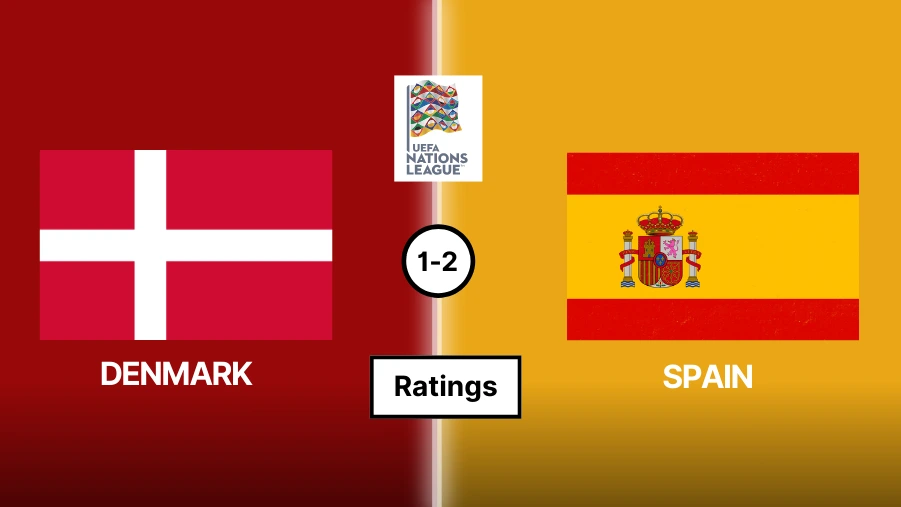 Denmark vs Spain Ratings