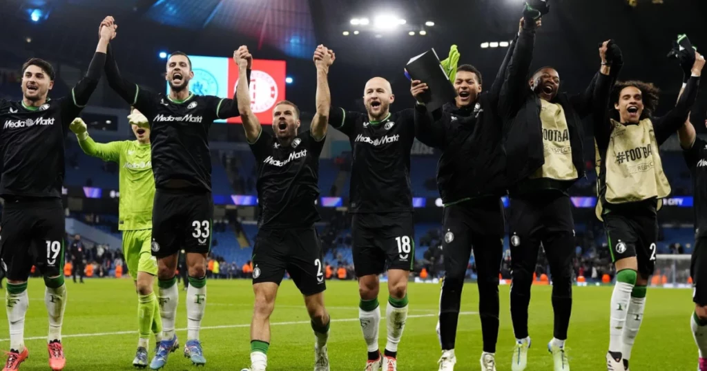 Feyenoord players celebrating 