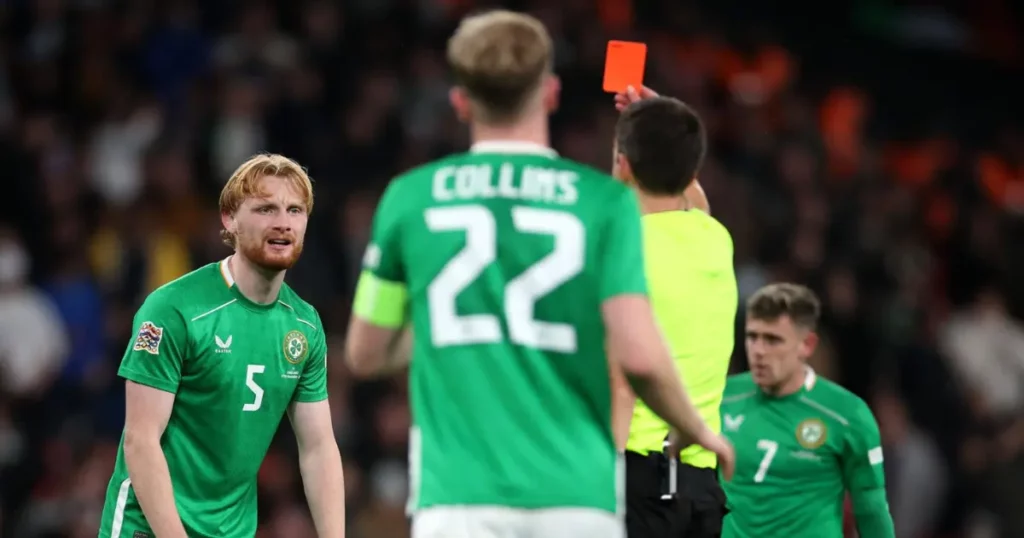 Liam Scales shown red card vs England in UEFA Nations League (Getty Images)