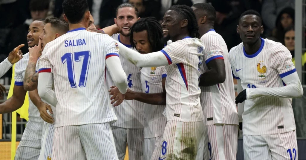 France players celebrating goal 