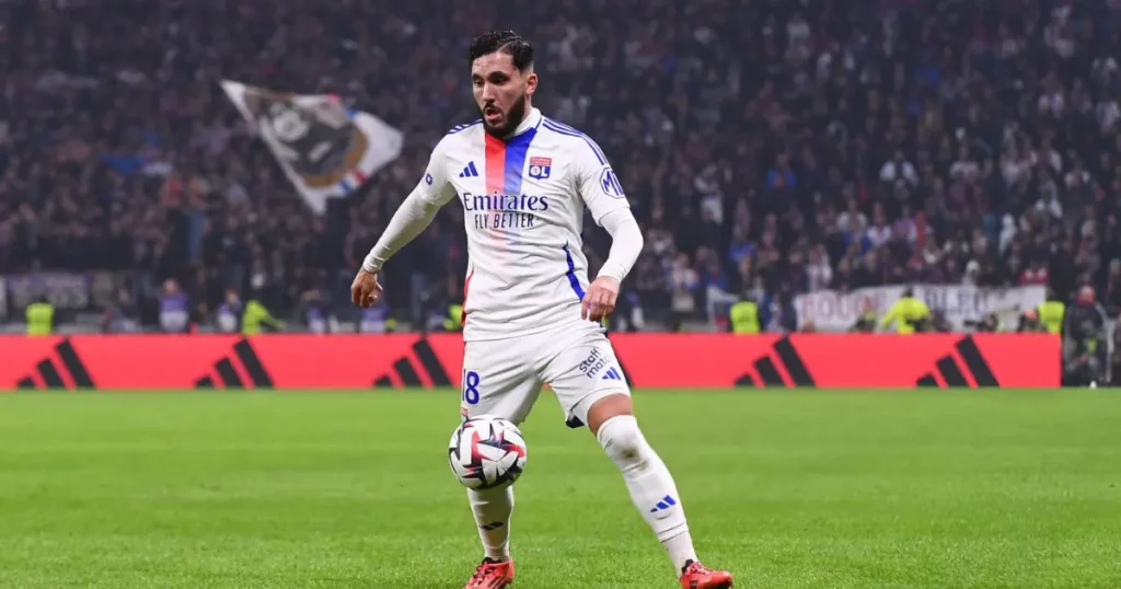 Rayan Cherki in action for Lyon 