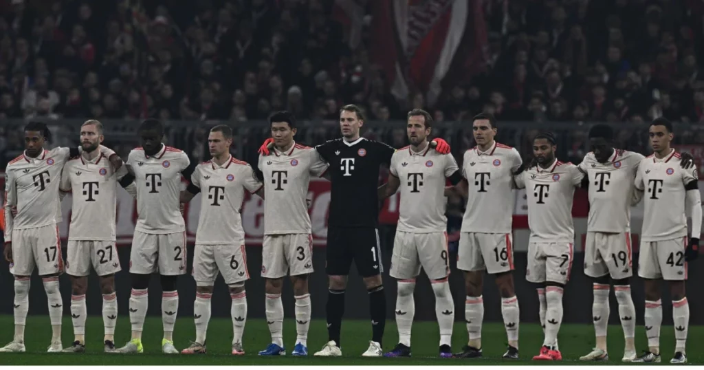 Bayern players during the UCL anthem