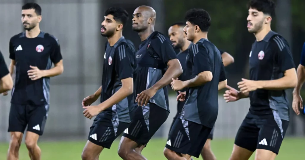 Qatar players during their training session 