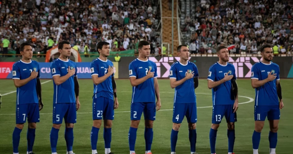 Uzbekistan team ahead of their game against Iran