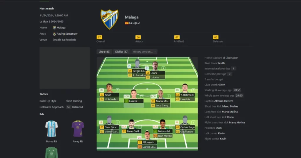 Malaga CF Clubs To Chose For Path To Glory EA FC 25 Challenge