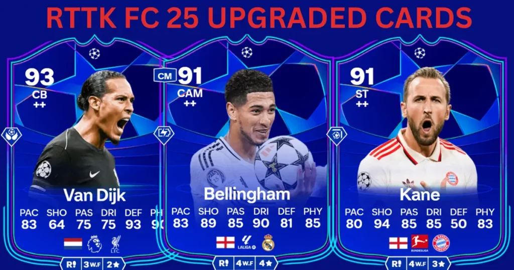 Player Cards of Van Dijk, Jude Bellingham and Harry Kane