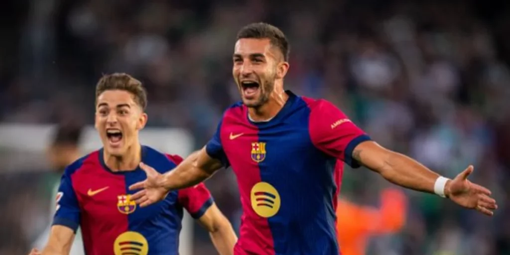 Ferran Torres after scoring a goal