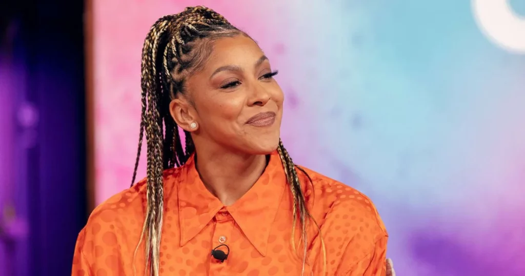 Candace Parker wearing a custom red velvet gown at the 2024 Met Gala.