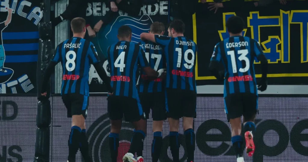 Atalanta player celebrating their goal against AC Milan 