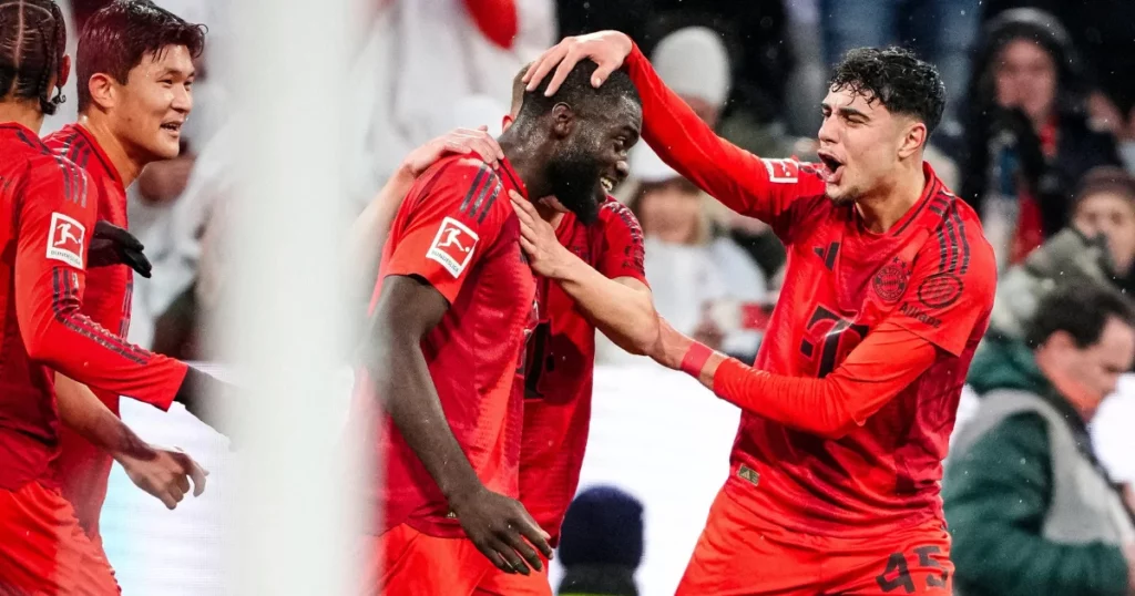 Bayern players celebrating the first goal