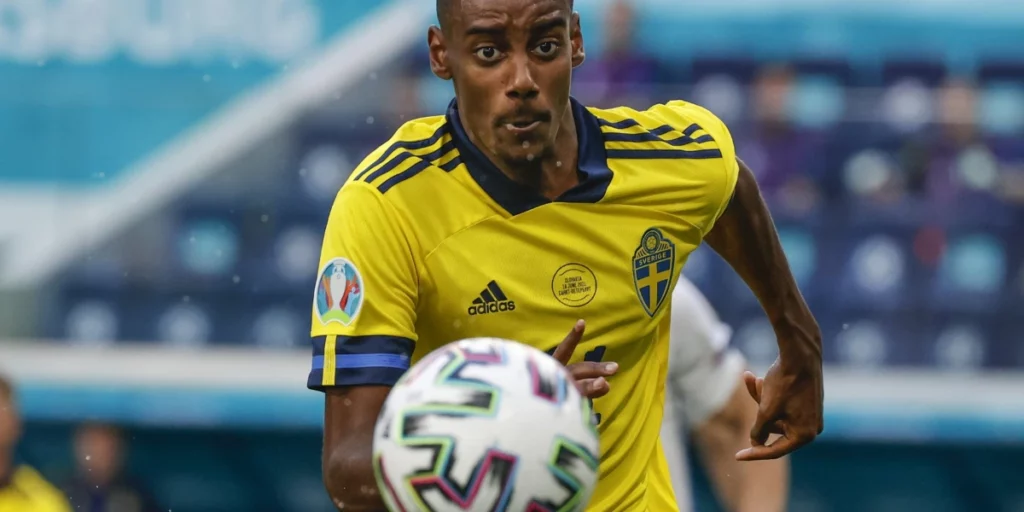 Isak in action for Sweden at the Euros 