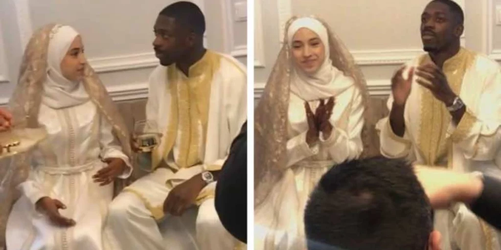 Ousmane Dembele with his partner at his wedding ceremony