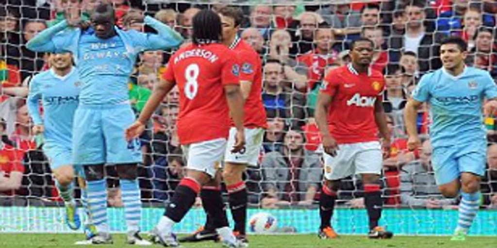 Mario Balotelli does his iconic " Why Always Me " celebration after scoring a goal against Manchester United