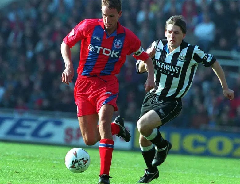 Gareth Southgate playing in a Premier League match for Crystal Palace.