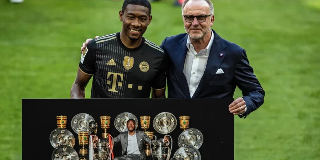 Alaba presented a portrait with the titles he won at Bayern 