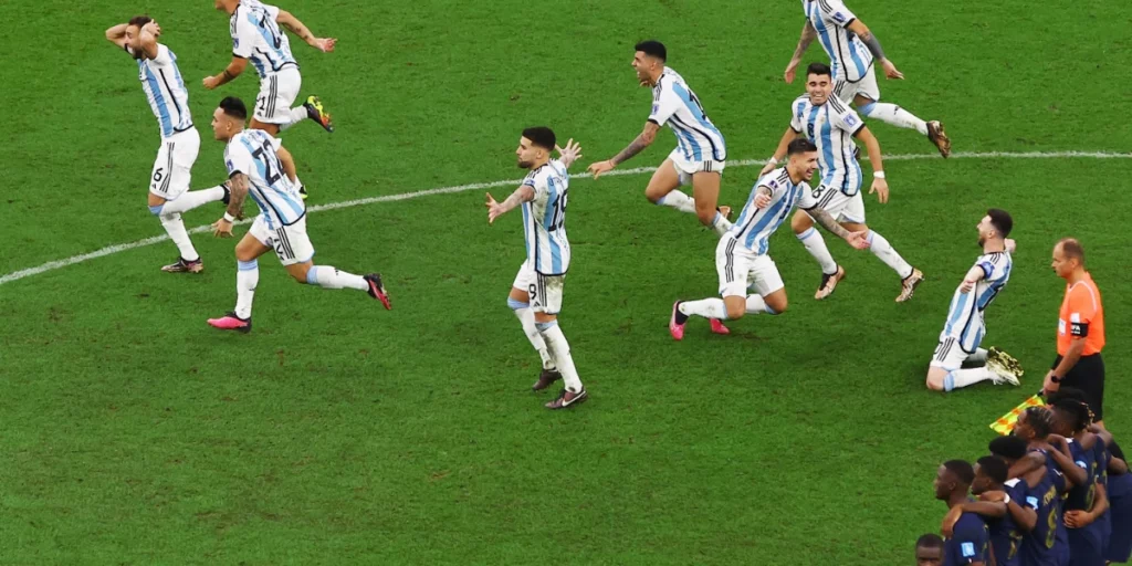 Argentina after winning the Penalty Shootout against France in the 2022 World Cup final 