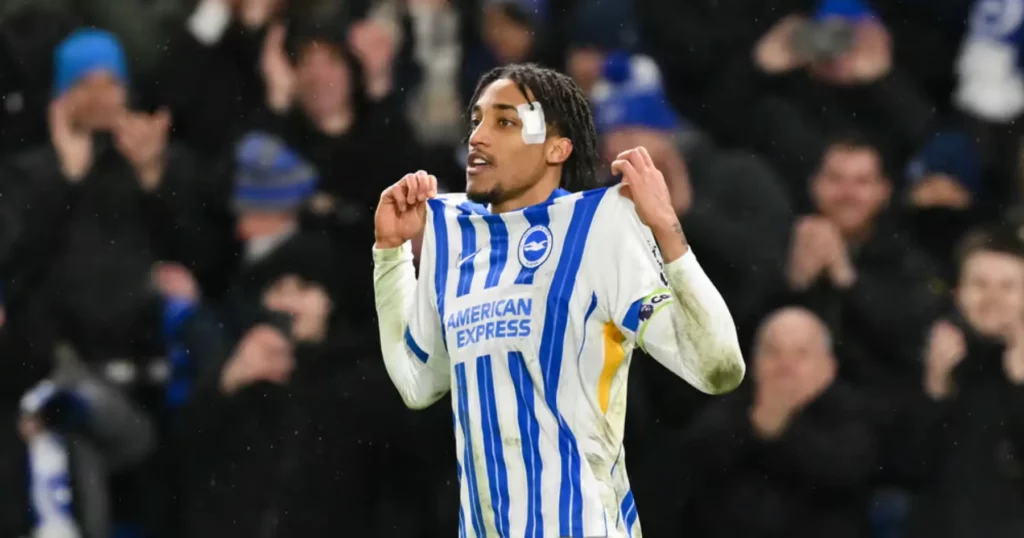 Brighton striker Joao Pedro celebrating his goal. (Image from Twitter)