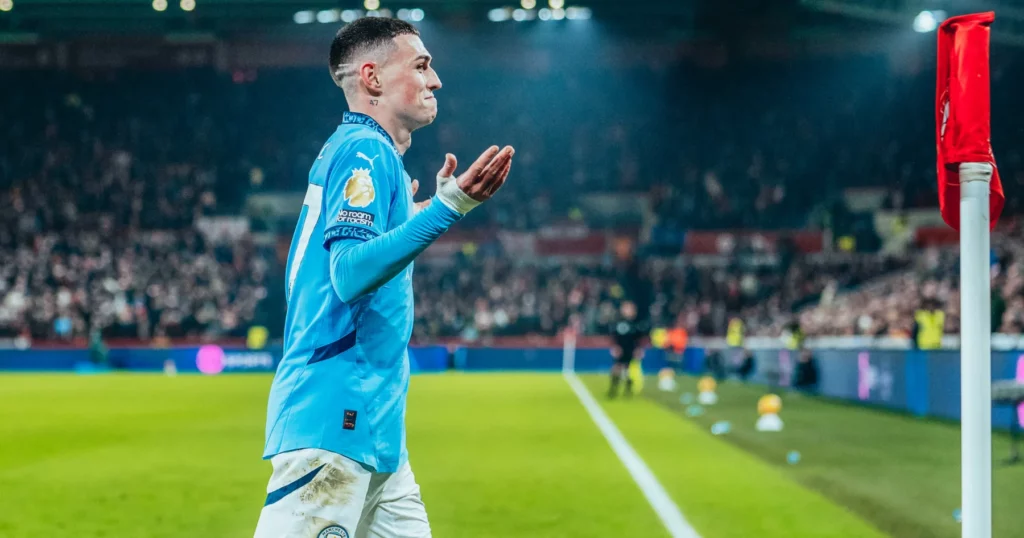 Phil Foden celebrating his goal