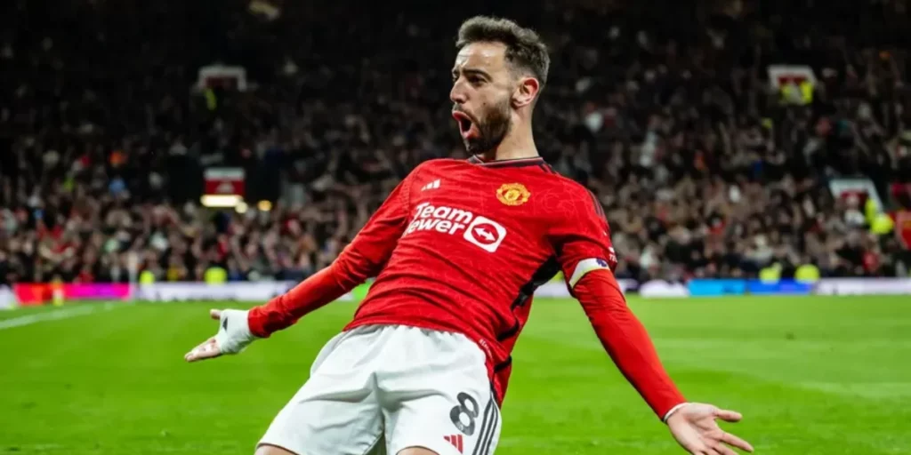 Bruno Fernandes after scoring a goal for Manchester United