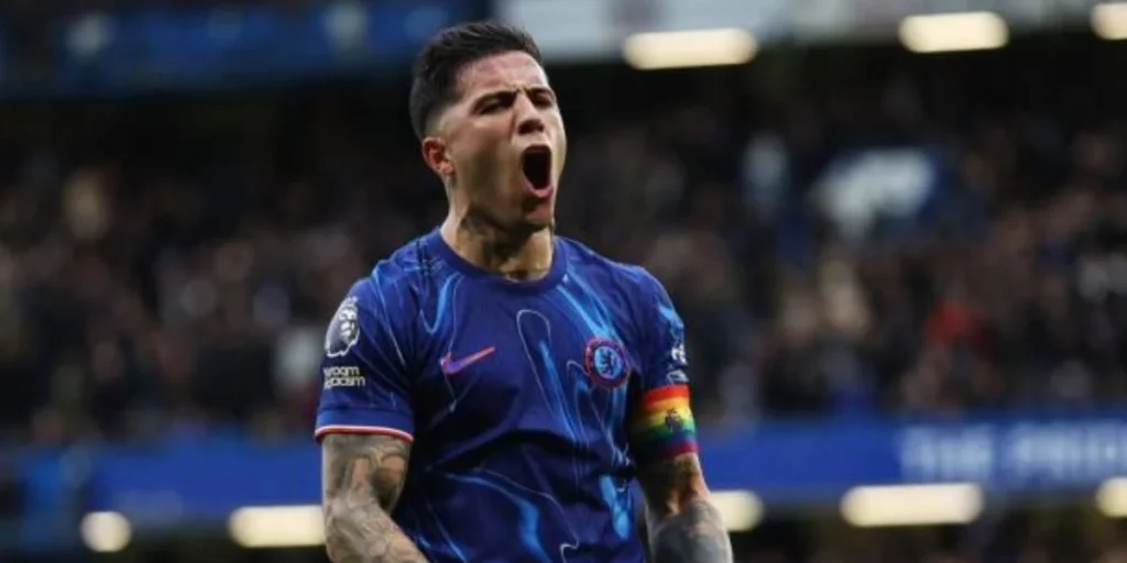 Enzo Fernandez captaining the Chelsea side