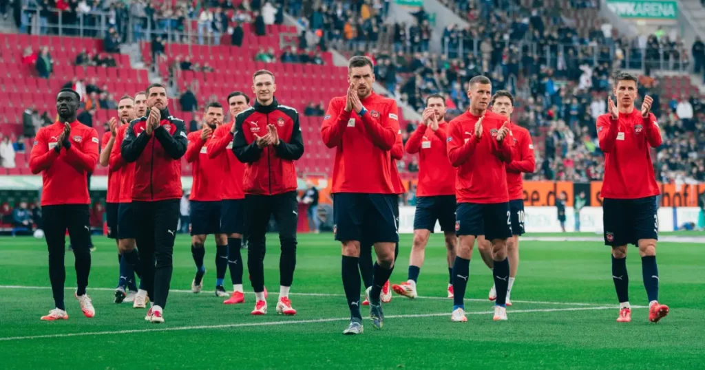 FC Heidenheim Players post Bundesliga game 