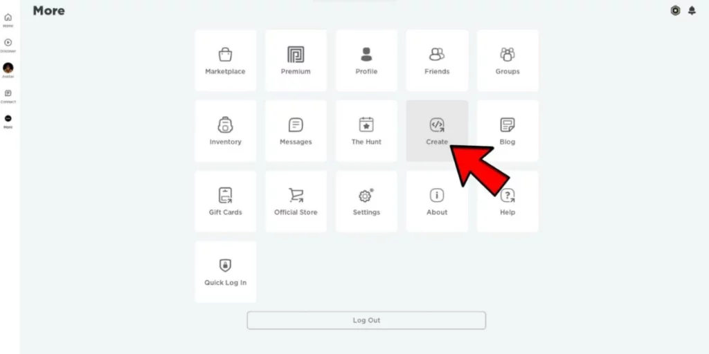 Roblox Create Menu