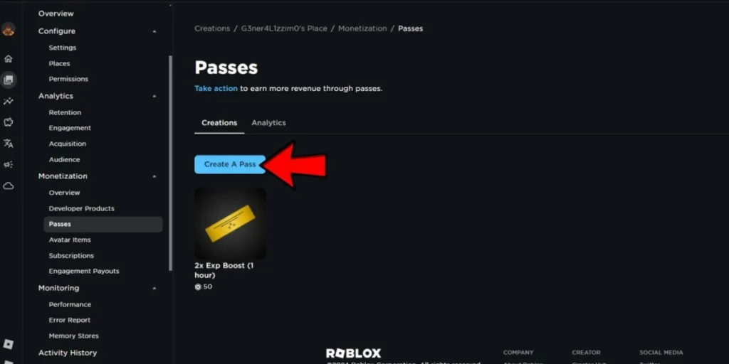 Roblox create a pass