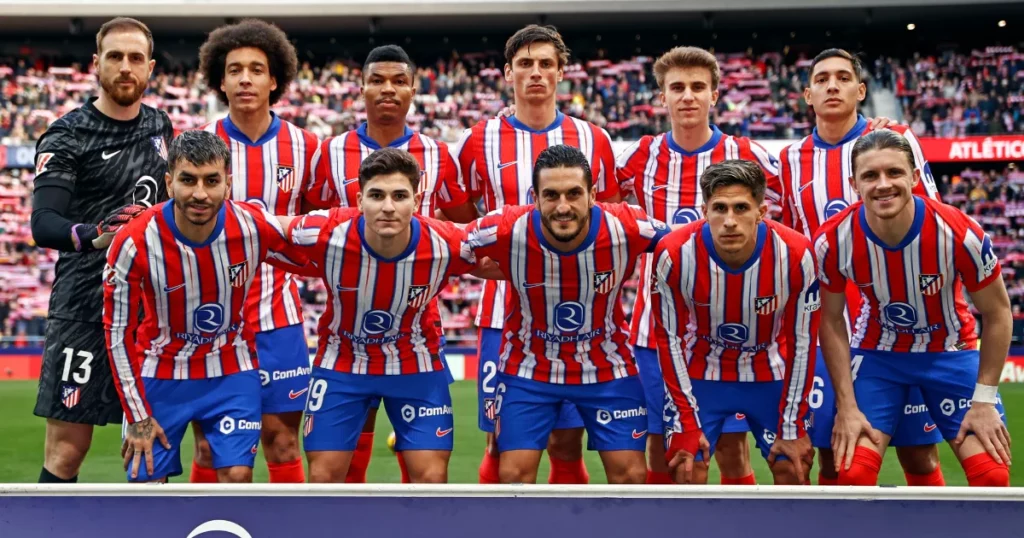 Atletico Madrid players ahead of their game against Villareal