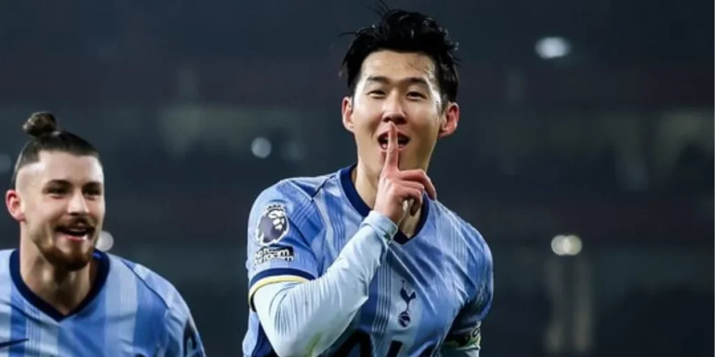 Son Heung Min after scoring the opening goal