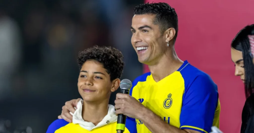 Cristiano Junior with his father Ronaldo