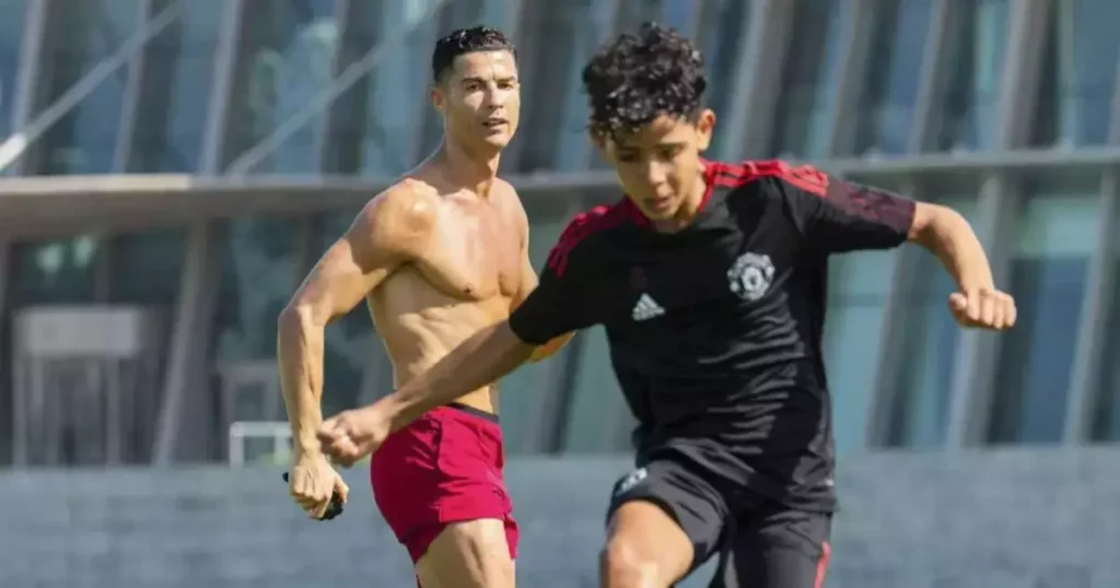 Cristiano Jr training with his father