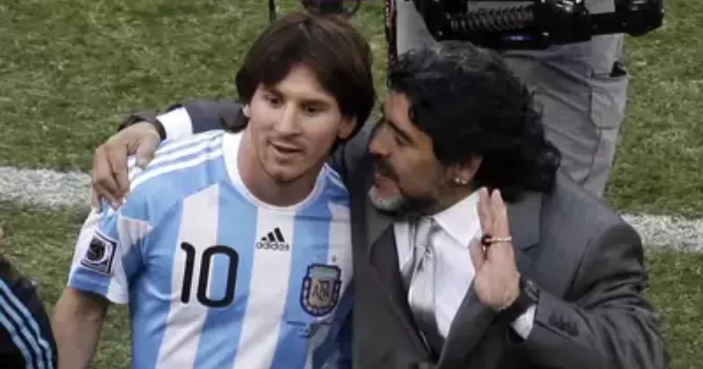 Diego Maradona and Lionel Messi at the 2010 World Cup