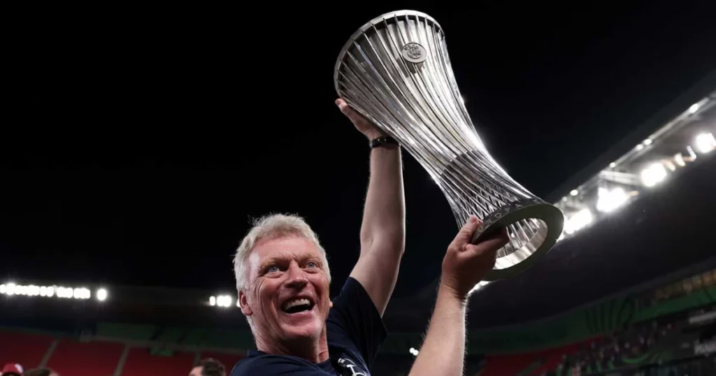 David Moyes after winning the Europa Conference League