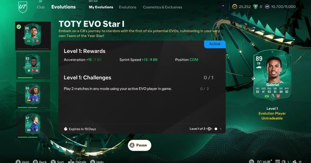 TOTY EVO Star Evolution Tab