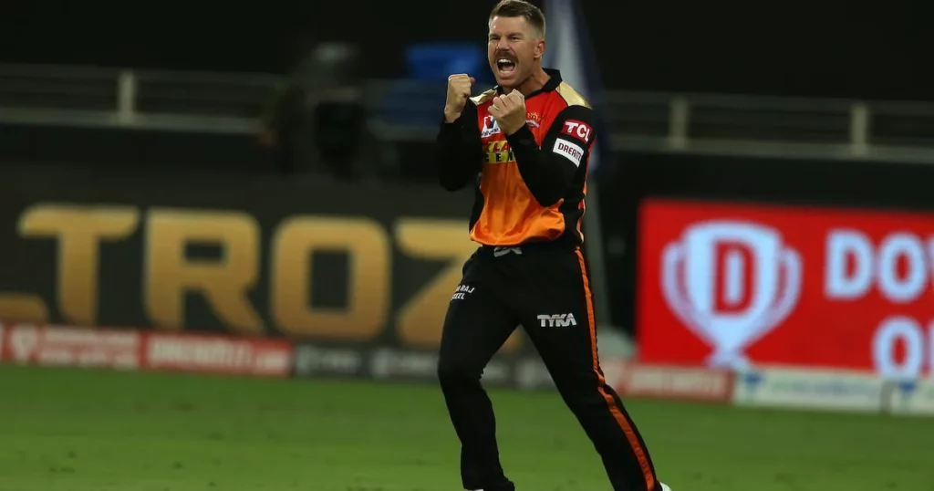 David Warner celebrating in IPL