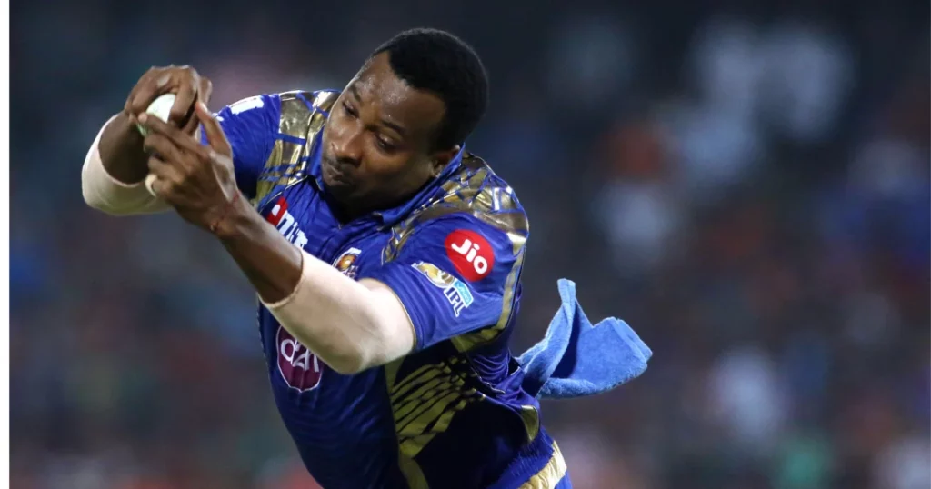 Kieron Pollard taking catch in IPL