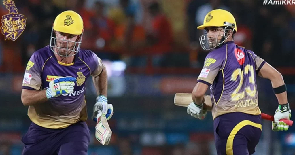 Chris Lynn and Gautam Gambhir in IPL