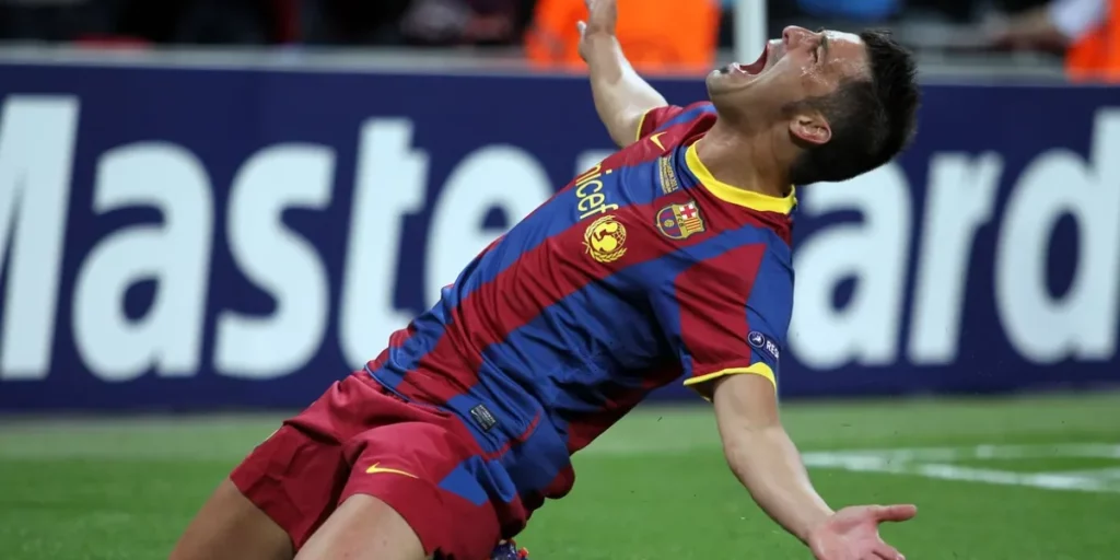 David Villa celebrating a goal for Barcelona