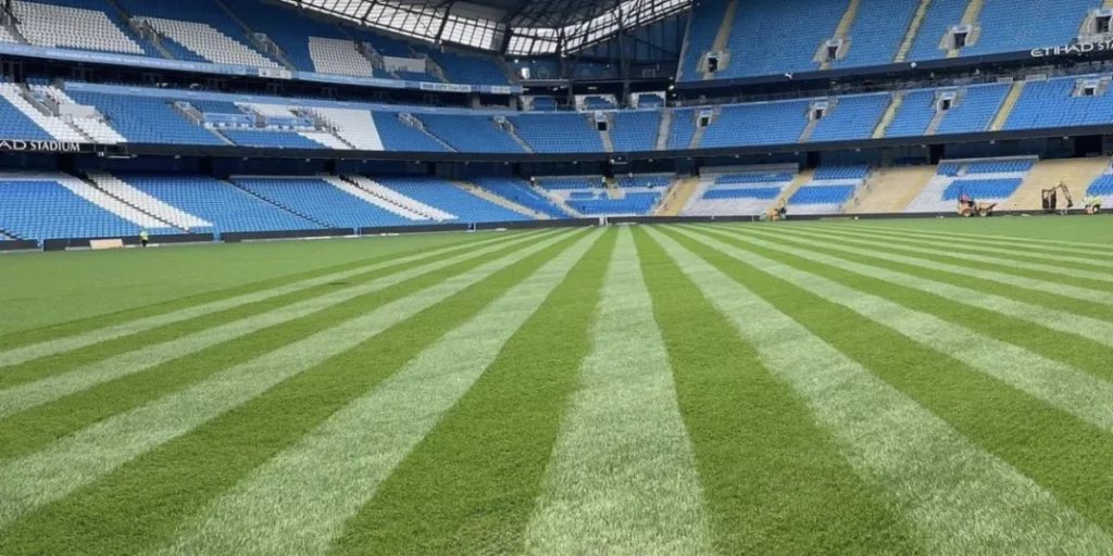 The award-winning pitch at Etihad Stadium